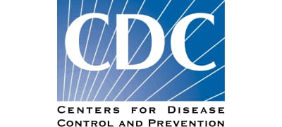 A blue and white logo for centers for disease control.
