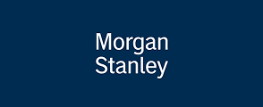 A blue background with white letters that say morgan stanley.