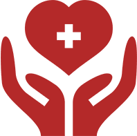 A red heart with a cross in it's center.